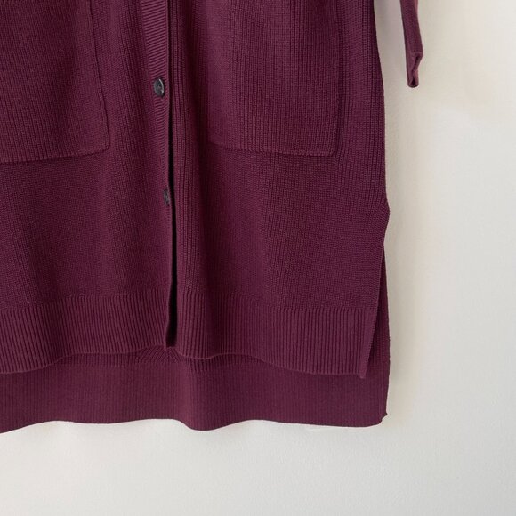 J Jill Womens Long Button Cardigan Ribbed With Pockets Burgundy Size M NWT - Picture 3 of 9